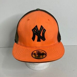 New Era Cap Fitted 7 3/8 NY Yankees Orange Green Camo 59Fifty Baseball Hat